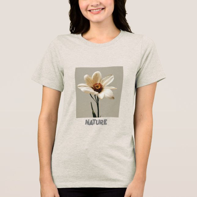 Eleganter Blume Print T - Shirt (Vorderseite)