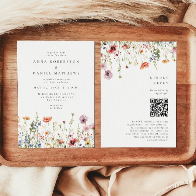 Eleganter Blumen-Garten-QR-Code-Hochzeit Einladung (Von Creator hochgeladen)