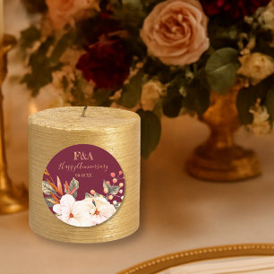 Eleganter Blumen-Jubiläumsaufkleber Runder Aufkleber