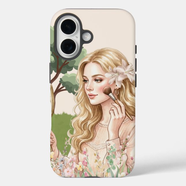 Eleganter Blumen-Mädchen-Case, Apple iPhone 16, Ro 16 Hülle (Rückseite)