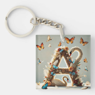 Eleganter Blumenbrief A Design mit Swan Schlüsselanhänger