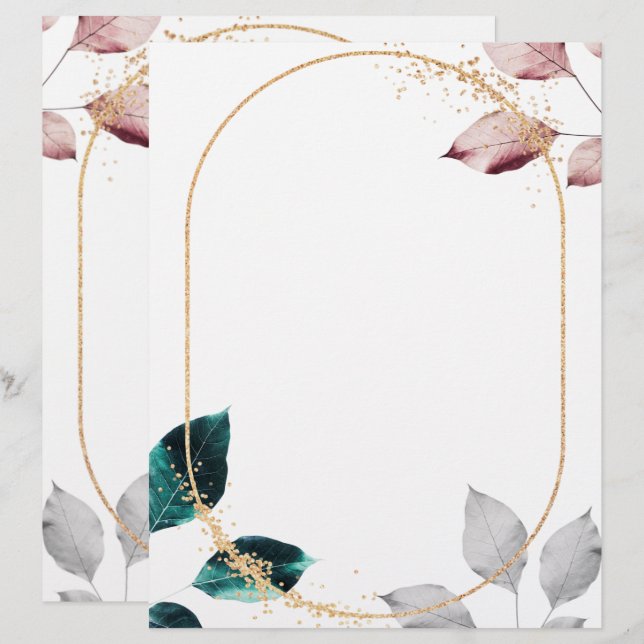 Eleganter Blumenbrigkopf Briefbogen (Vorne/Hinten)