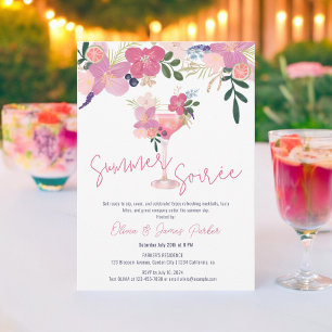 Eleganter Blumencocktail Hand Drawn Summer Soirée Einladung