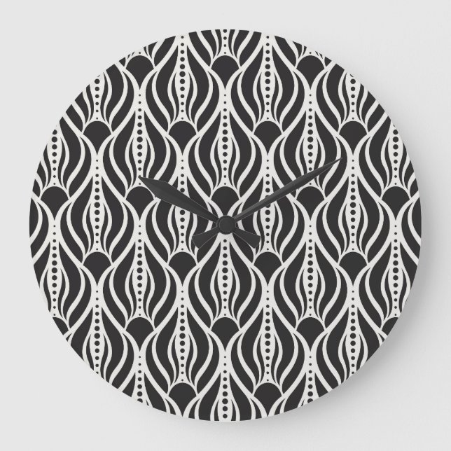 Eleganter Blumendampfer, nahtloser Jugendstil-Patt Große Wanduhr (Vorderseite)