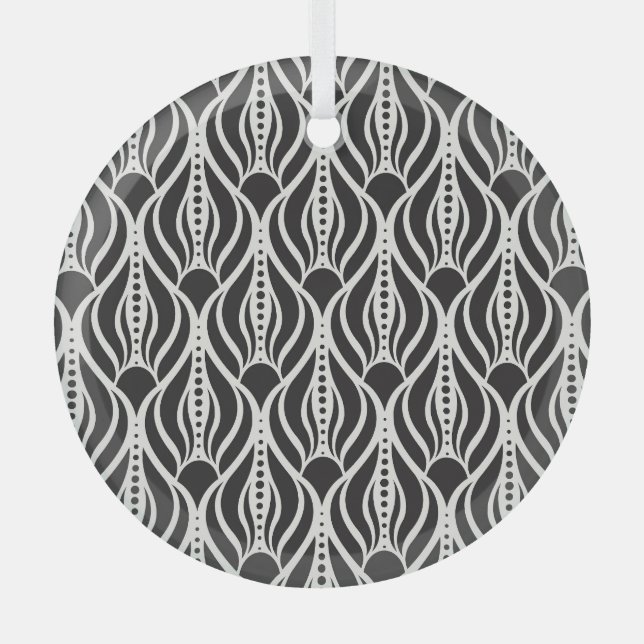 Eleganter Blumendampfer, nahtloser Jugendstil-Patt Ornament Aus Glas (Vorderseite)