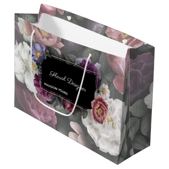 Eleganter Blumendesigner individuell Große Geschenktüte (Vorderseite Schrägansicht)
