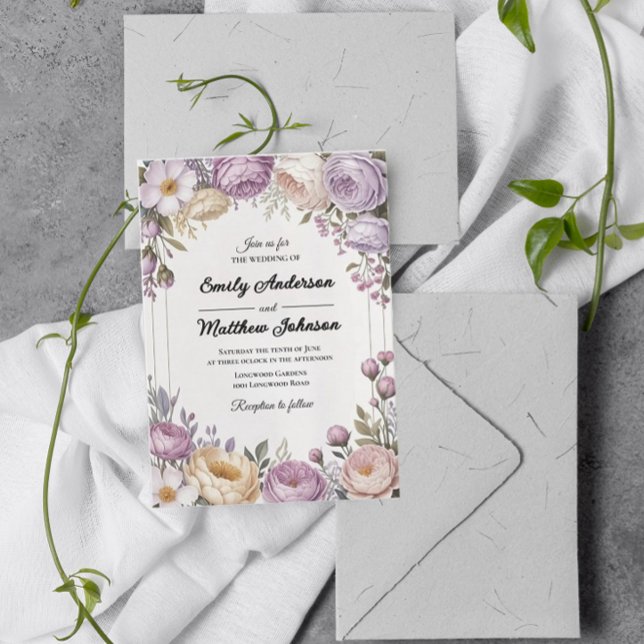Eleganter Blumendesigner zum Hochzeitsempfang Einladung (Von Creator hochgeladen)
