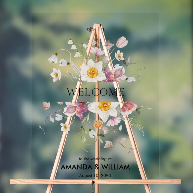 Eleganter Blumenempfang Acrylschild (Neutral)