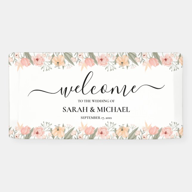 Eleganter Blumenempfang Banner (Horizontal)