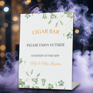 Eleganter Blumenempfang "Cigar Bar" Sockelschild