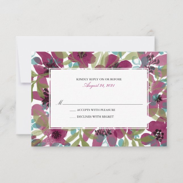 Eleganter Blumengarten | Hochzeit RSVP Karte (Vorderseite)