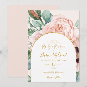 Eleganter Blumengarten   Pastel Arch Lässig Weddin Einladung