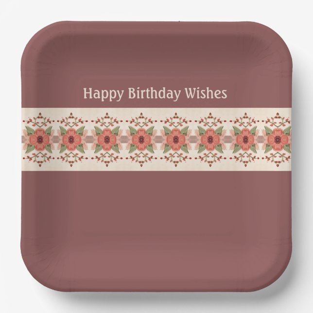 Eleganter, blumengeschmückter Platz Pappteller (Vorderseite)