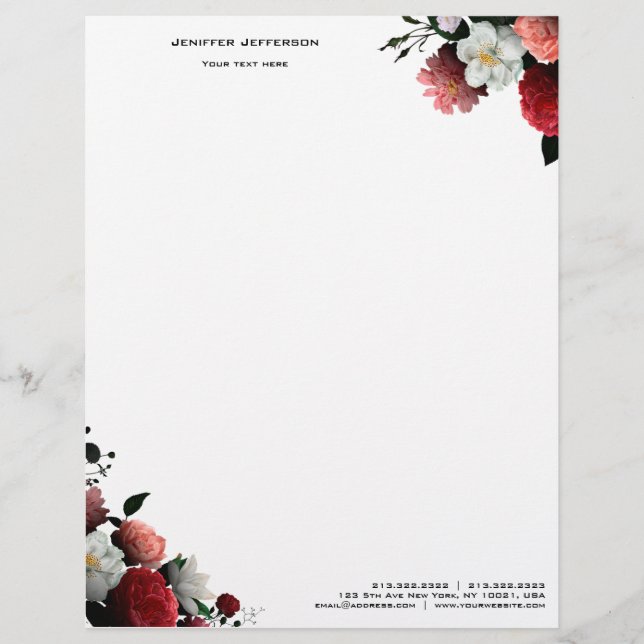 Eleganter Blumenguss Briefbogen (Vorderseite)