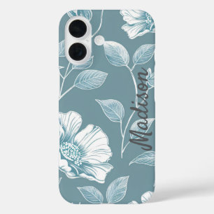 Eleganter Blumenhaufenfall mit Namen iPhone 16 Hülle