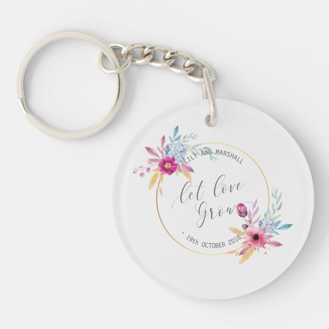 Eleganter Blumenherr-u. Frau-Wedding | Schlüsselanhänger (Vorderseite)