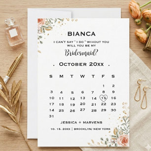 Eleganter Blumenkalender Brautjungfer Vorschlag Einladung