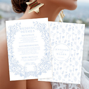 Eleganter Blumenkranz Details zur Hochzeit Begleitkarte