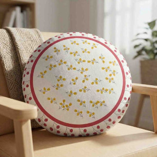 Eleganter Blumenkranz mit individuellem Monogramm Rundes Kissen