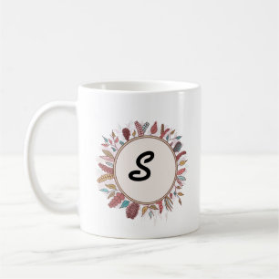 Eleganter Blumenkranz Mit Monogramm Kaffee-Tasse Kaffeetasse