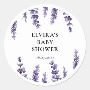 Eleganter Blumenlavender Baby Shower Umschlag Aufk Runder Aufkleber