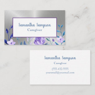 Eleganter Blumenlavender White Watercolor Caregive Visitenkarte