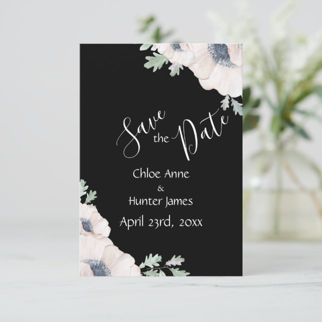 Eleganter Blumenmohn Chic Modern Einfach Save The Date (Stehend Vorderseite)