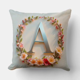 Eleganter Blumenmonogramm-Designbrief A Kissen