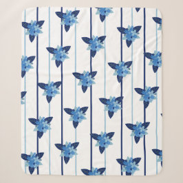 Eleganter Blumenmuster Streifen monochromatisch bl Sherpadecke