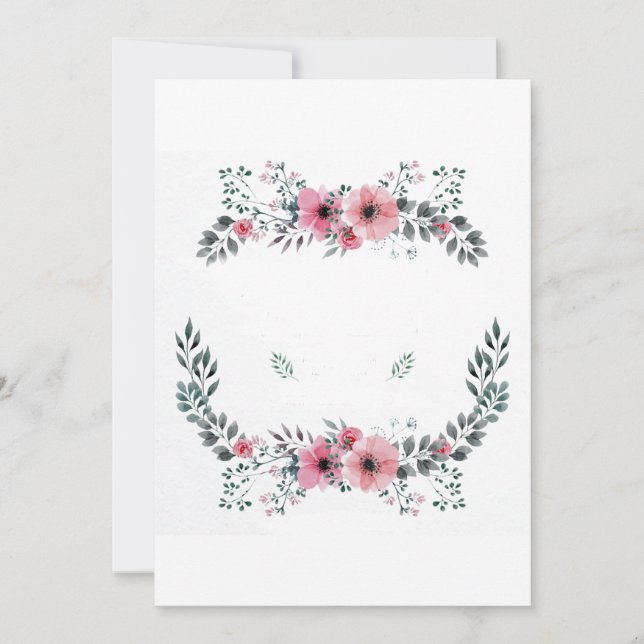 Eleganter Blumenrahmen Einladung (Vorderseite)