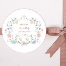 Eleganter Blumenrahmen Erste Kommunion
