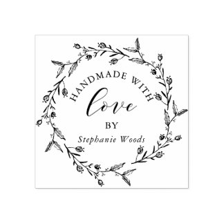 Eleganter Blumenrahmen Handgefertigt mit Liebe ind Gummistempel