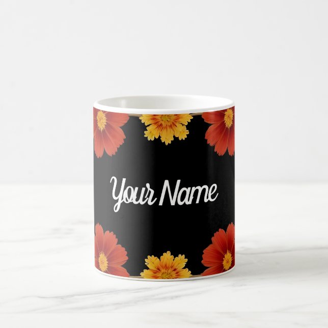 Eleganter Blumenrahmen Kaffeetasse (Mittel)
