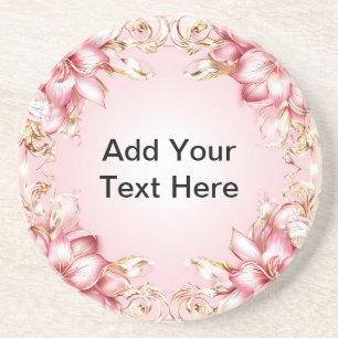 Eleganter Blumenrahmen mit rosa Lily Designs Getränkeuntersetzer