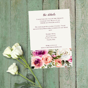 Eleganter Blumenrahmen Rosa Blush Lila Pfirsich We Begleitkarte