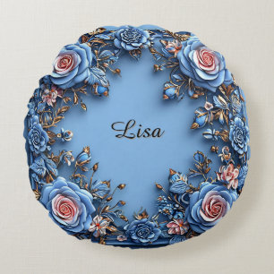 Eleganter Blumenrahmen Rundes Kissen
