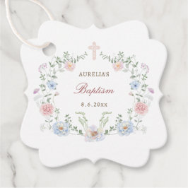 Eleganter Blumenrahmen Taufe Geschenkanhänger