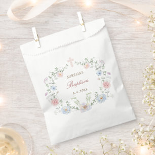 Eleganter Blumenrahmen Taufe Geschenktütchen