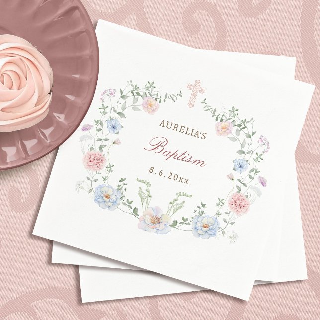 Eleganter Blumenrahmen Taufe Serviette (Von Creator hochgeladen)