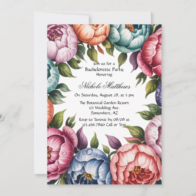 Eleganter Blumenreath-Junggeselinnen-Abschied Einladung (Vorderseite)