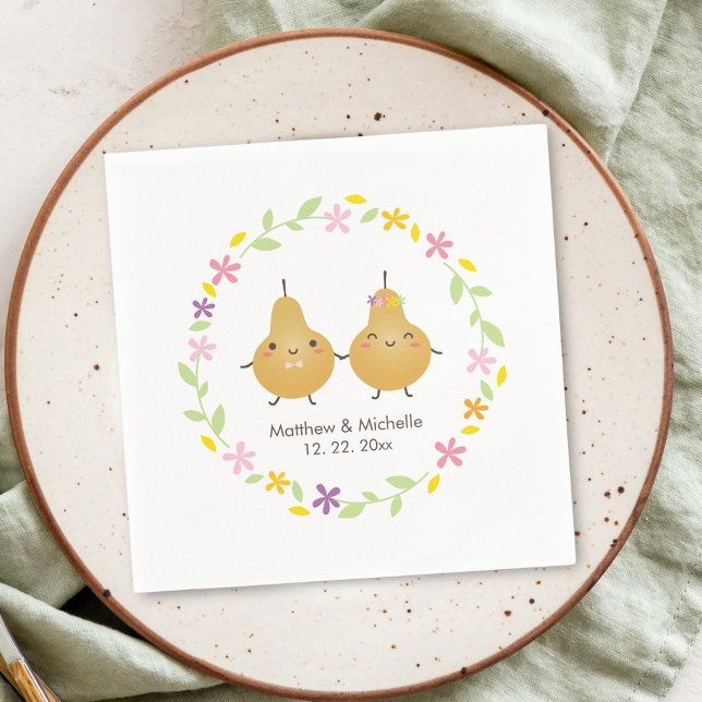 Eleganter Blumenreath Perfect Pear Niedliche Hochz Serviette (Von Creator hochgeladen)