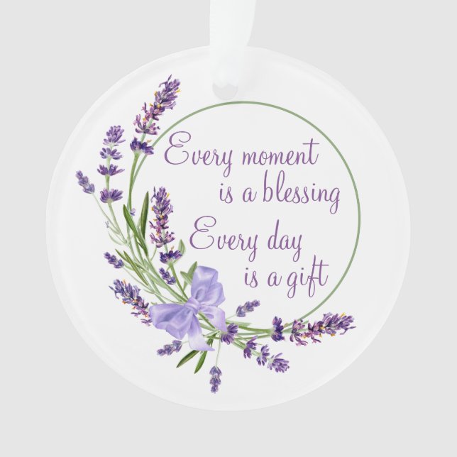 Eleganter Blumenreath Purple Blumen & Segen Ornament (Vorderseite)