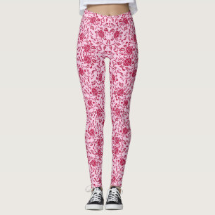 Eleganter Blumenrosa und roter Damaskus Leggings
