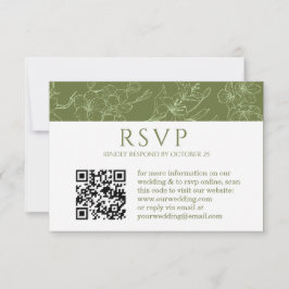 Eleganter Blumenstrauß Grüne Hochzeit QR UAWG Car RSVP Karte