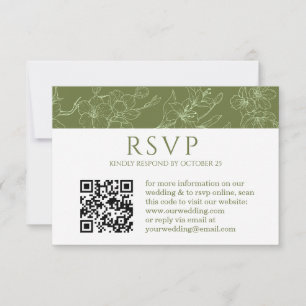 Eleganter Blumenstrauß Grüne Hochzeit QR UAWG Car RSVP Karte