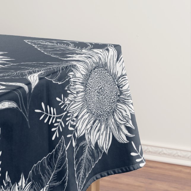 Eleganter Blumenstrauß Navy Blue White Tableclot Tischdecke (Beispiel)