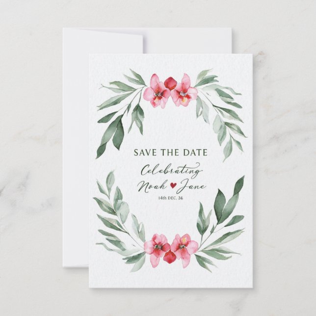 Eleganter Blumenstrauß Save the Date Karte (Vorderseite)