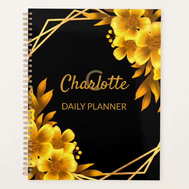 Eleganter Blumenstrauß Schwarz & Imitate Gelb Planer (Vorderseite)