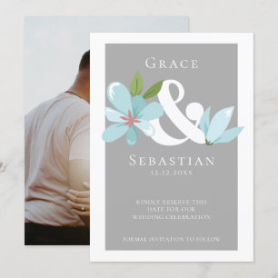 Eleganter Blumenstrauß und Hochzeit retten das Dat Save The Date