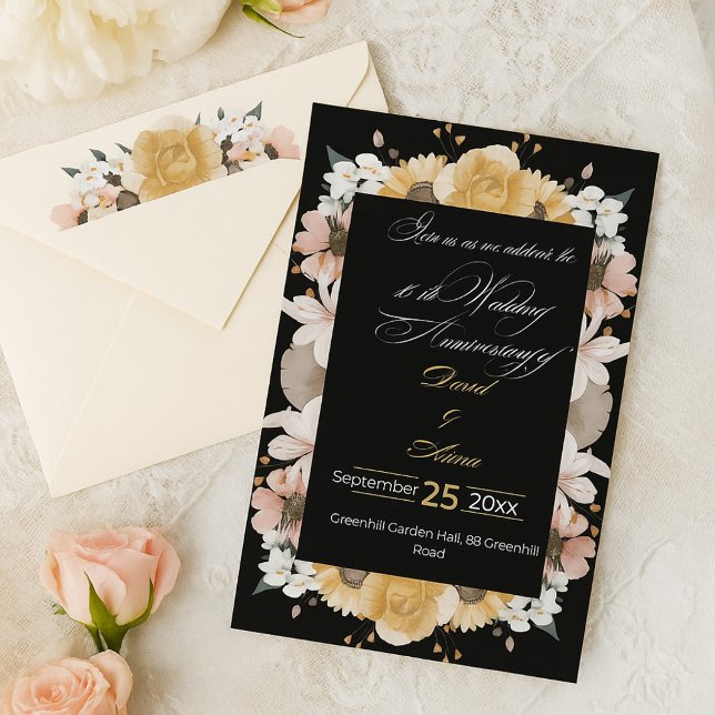 Eleganter BlumenstraußEinladung zum 10. Hochzeitst Einladung (Von Creator hochgeladen)